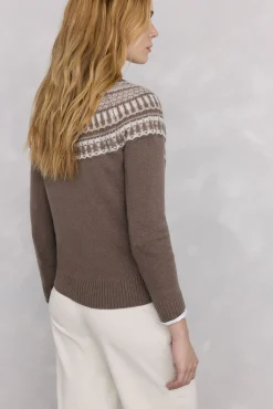 Pedro del Hierro Camisolas-Suéter jacquard geométrico Marrom