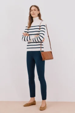 Cortefiel Camisolas-Suéter listrado de gola alta Azul