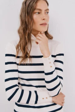 Cortefiel Camisolas-Suéter listrado de gola alta Azul