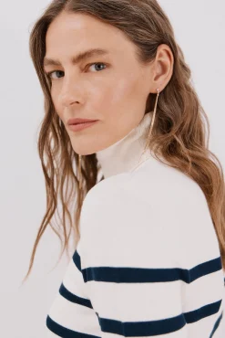 Cortefiel Camisolas-Suéter listrado de gola alta Azul