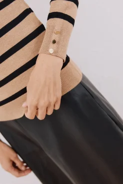 Cortefiel Camisolas-Suéter listrado de gola alta Tostado