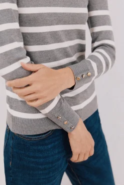 Cortefiel Camisolas-Suéter listrado de gola alta Cinzento