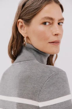 Cortefiel Camisolas-Suéter listrado de gola alta Cinzento