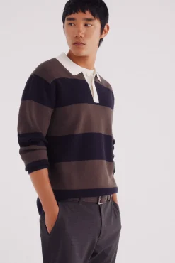 Springfield Polos|Camisolas-Suéter polo riscas largo cru