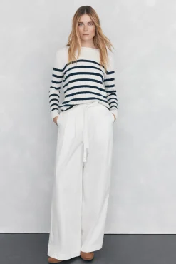 Pedro del Hierro Camisolas-Suéter riscas canelado com botões dourados Azul