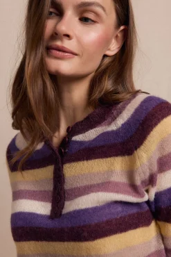 Slowlove Camisolas-Suéter riscas com botões Roxo