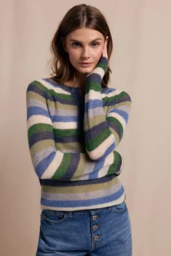 Slowlove Camisolas-Suéter riscas com botões Azul