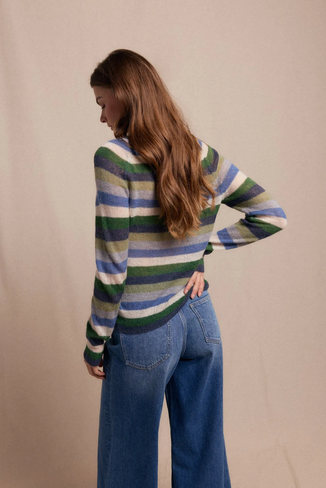 Slowlove Camisolas-Suéter riscas com botões Azul