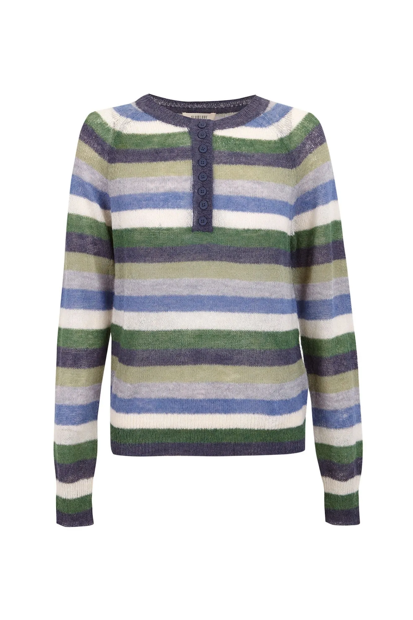 Slowlove Camisolas-Suéter riscas com botões Azul