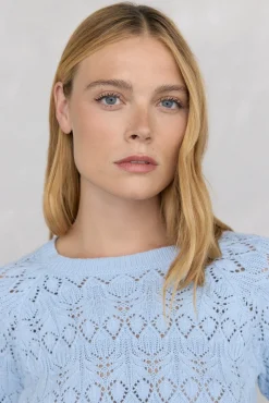 Pedro del Hierro Camisolas-Suéter vazado chique Azul