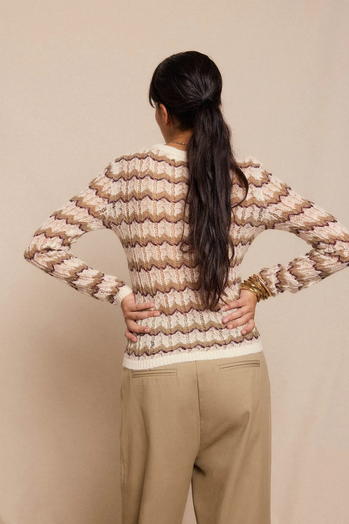 Slowlove Camisolas-Suéter vazado multicolor Tostado