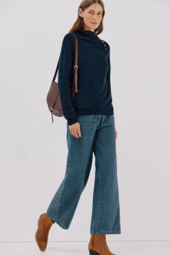 Cortefiel Camisolas-Sweater gola botões Azul