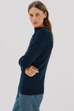 Cortefiel Camisolas-Sweater gola botões Azul