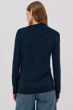 Cortefiel Camisolas-Sweater gola botões Azul