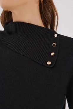 Cortefiel Camisolas-Sweater gola botões Preto