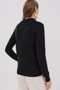 Cortefiel Camisolas-Sweater gola botões Preto