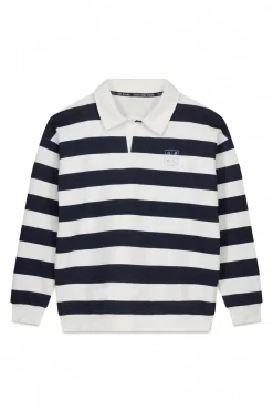 Dash and Stars Sweatshirts-Sweatshirt 100% algodão com estampado riscas azul