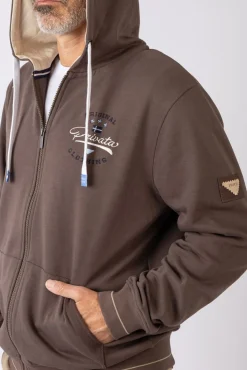 Privata Sweatshirts-Sweatshirt aberto com capuz e bolsos Castanho