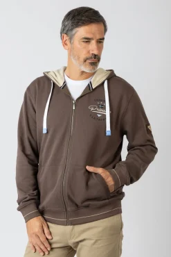 Privata Sweatshirts-Sweatshirt aberto com capuz e bolsos Castanho