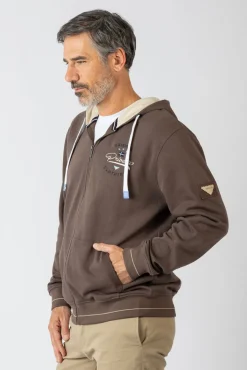 Privata Sweatshirts-Sweatshirt aberto com capuz e bolsos Castanho