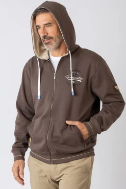 Privata Sweatshirts-Sweatshirt aberto com capuz e bolsos Castanho