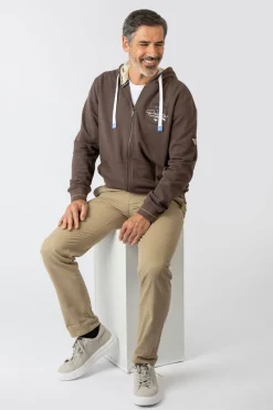 Privata Sweatshirts-Sweatshirt aberto com capuz e bolsos Castanho