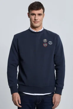 Valecuatro Sweatshirts-Sweatshirt marinho com 3 escudos Azul