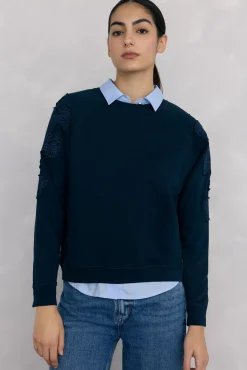 Pedro del Hierro Sweatshirts-Sweatshirt bordado com flores Azul