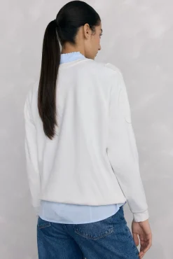 Pedro del Hierro Sweatshirts-Sweatshirt bordado com flores Ecru