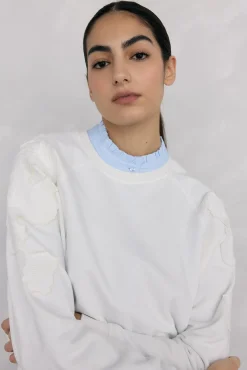 Pedro del Hierro Sweatshirts-Sweatshirt bordado com flores Ecru