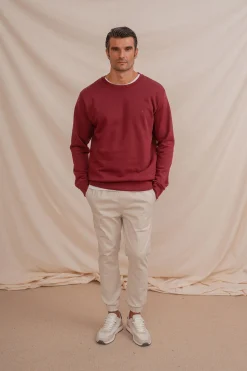 Celopman Sweatshirts-Sweatshirt básico com gola redonda vermelho