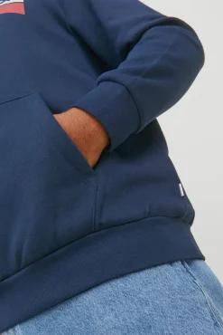 Jack & Jones PLUS Sweatshirts-Sweatshirt capuz print logo PLUS azul