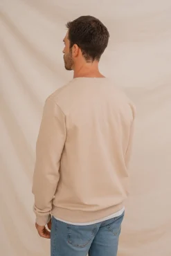 Celopman Sweatshirts-Sweatshirt com bordado frontal bege