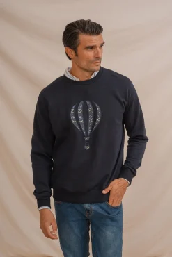 Celopman Sweatshirts-Sweatshirt com bordado frontal azul