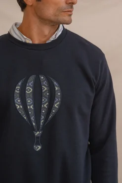 Celopman Sweatshirts-Sweatshirt com bordado frontal azul