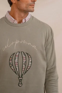 Celopman Sweatshirts-Sweatshirt com bordado frontal verde
