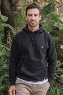 Celopman Sweatshirts-Sweatshirt com capuz canguru preto