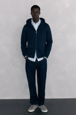 Pedro del Hierro Sweatshirts-Sweatshirt com capuz em tecido técnico Azul