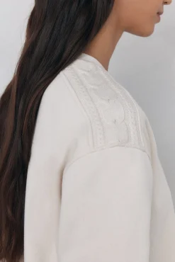 Pedro del Hierro Sweatshirts-Sweatshirt com detalhe trançado Ecru