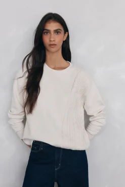 Pedro del Hierro Sweatshirts-Sweatshirt com detalhe trançado Ecru