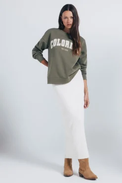 Springfield Sweatshirts-Sweatshirt com estampa urbana Caqui escuro