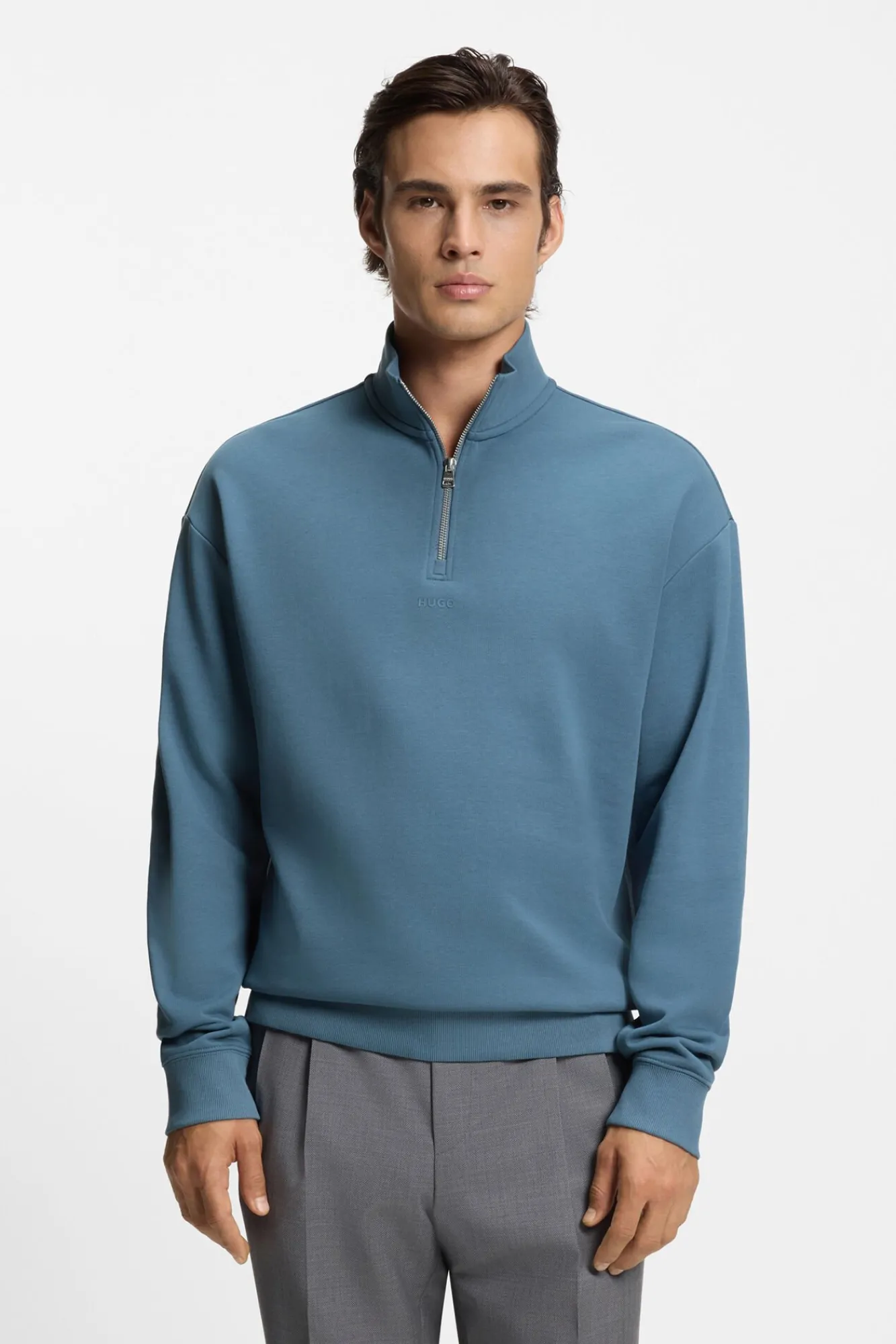 HUGO Sweatshirts-Sweatshirt com fecho-éclair Azul
