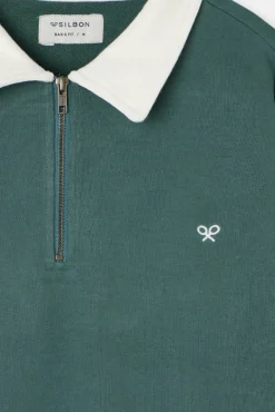 Silbon Sweatshirts-Sweatshirt com fecho-éclair pela meia Verde