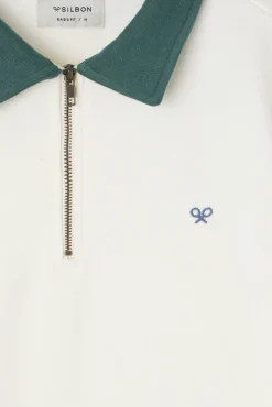 Silbon Sweatshirts-Sweatshirt com fecho-éclair pela meia Ecru