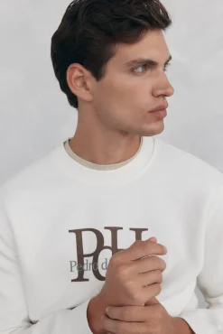 Pedro del Hierro Sweatshirts-Sweatshirt com gola caixa redonda e logo grande Branco