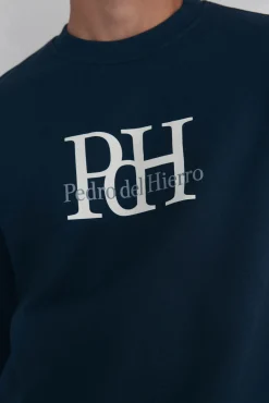 Pedro del Hierro Sweatshirts-Sweatshirt com gola caixa redonda e logo grande Azul