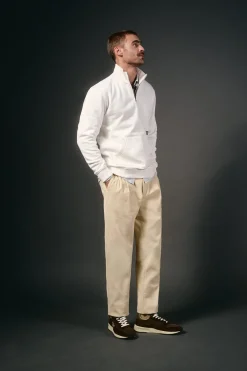 OOTO Sweatshirts-Sweatshirt com gola de fecho-éclair Branco