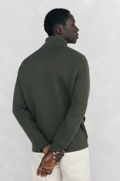 Pedro del Hierro Sweatshirts-Sweatshirt com gola de fecho-éclair em tecido técnico Verde