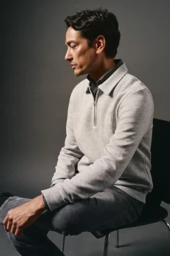 OOTO Sweatshirts-Sweatshirt com gola e fecho-éclair Cinzento