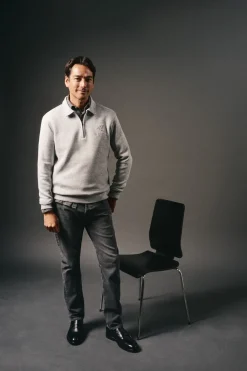 OOTO Sweatshirts-Sweatshirt com gola e fecho-éclair Cinzento